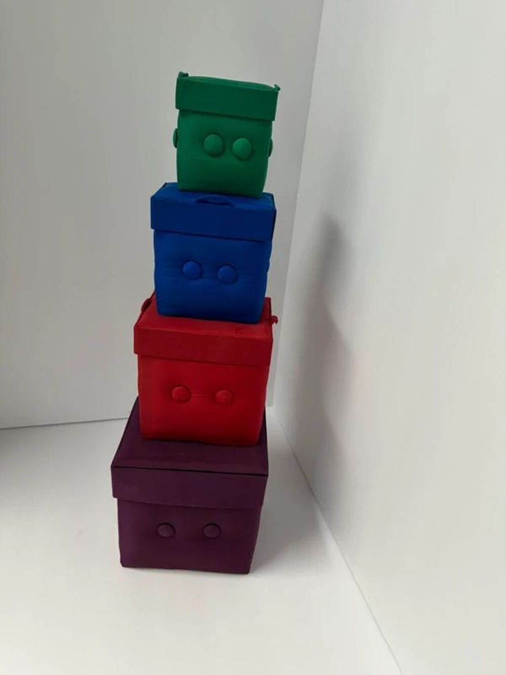 Vintage Jewel Tone Satin Nesting Storage Boxes Set of 4 Velvet Retro Decor